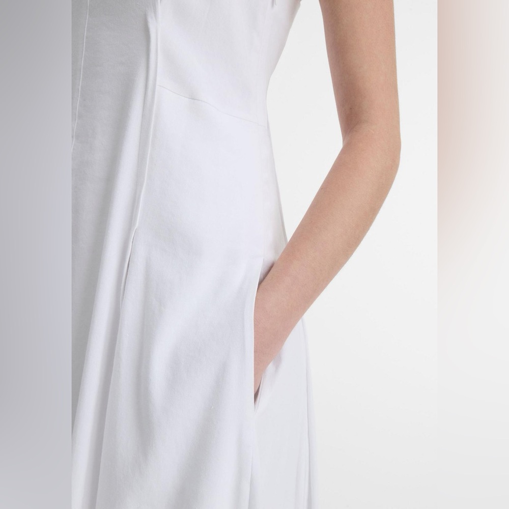 Vince Linen-Blend Square Neck Dress White XS - Picture 2 of 5